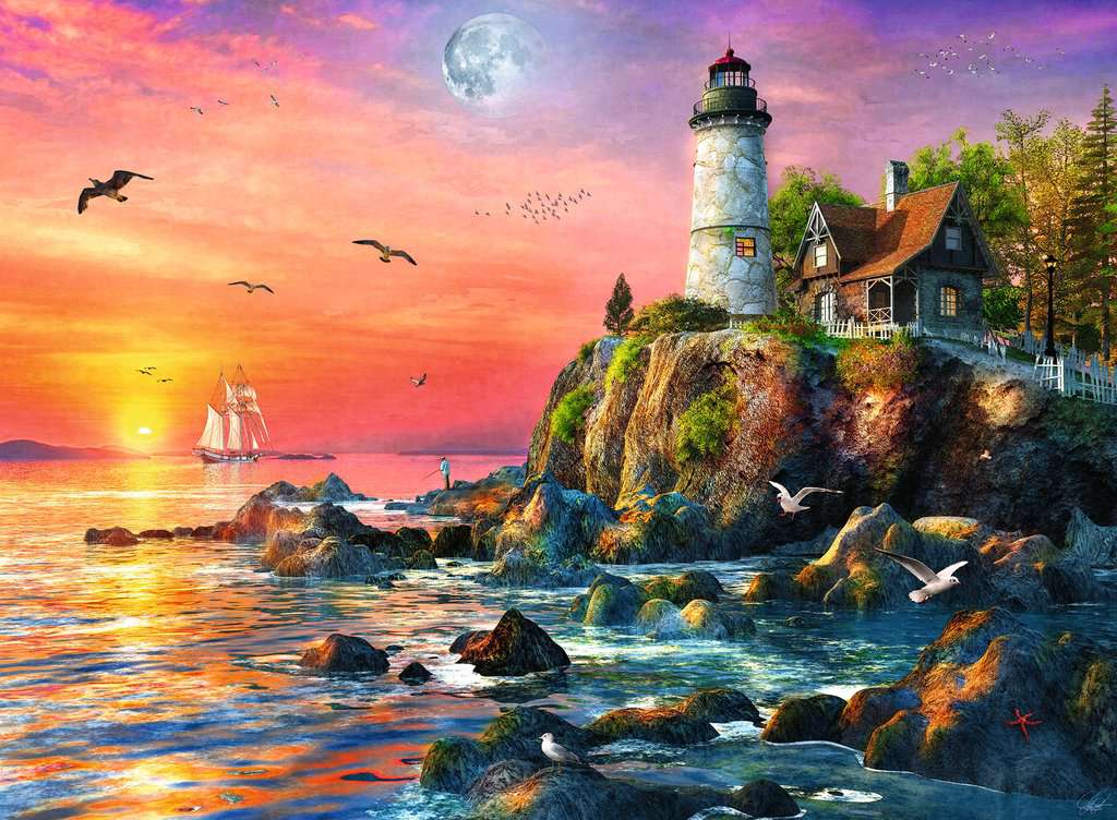 Puzzle: Lighthouse at Sunset