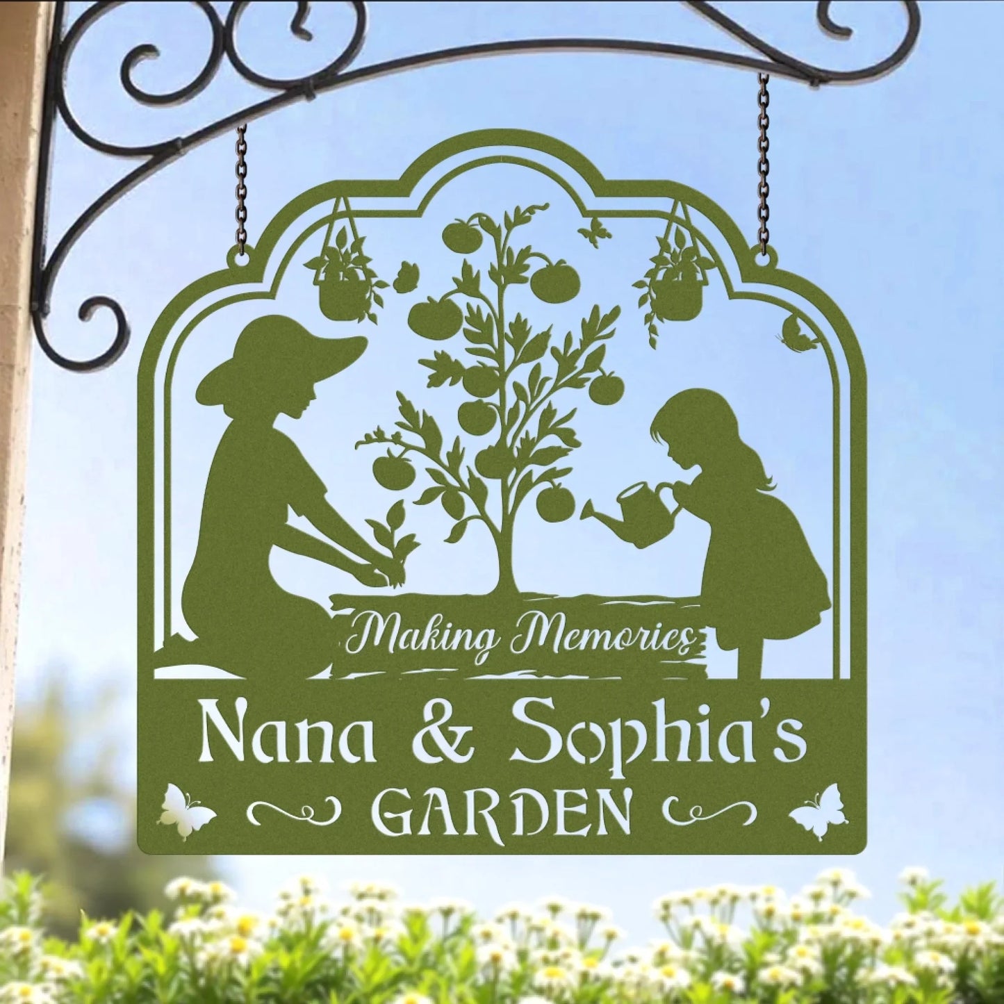 Personalized Grandma Garden Metal Sign - Gift Idea For Grandma/Mom - Making Memories
