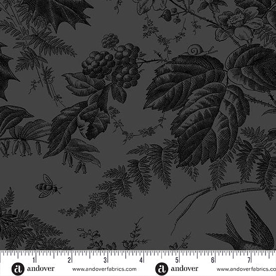 Laundry Basket Quilts Vermont Charcoal 108" Cotton Wideback Fabric per yard