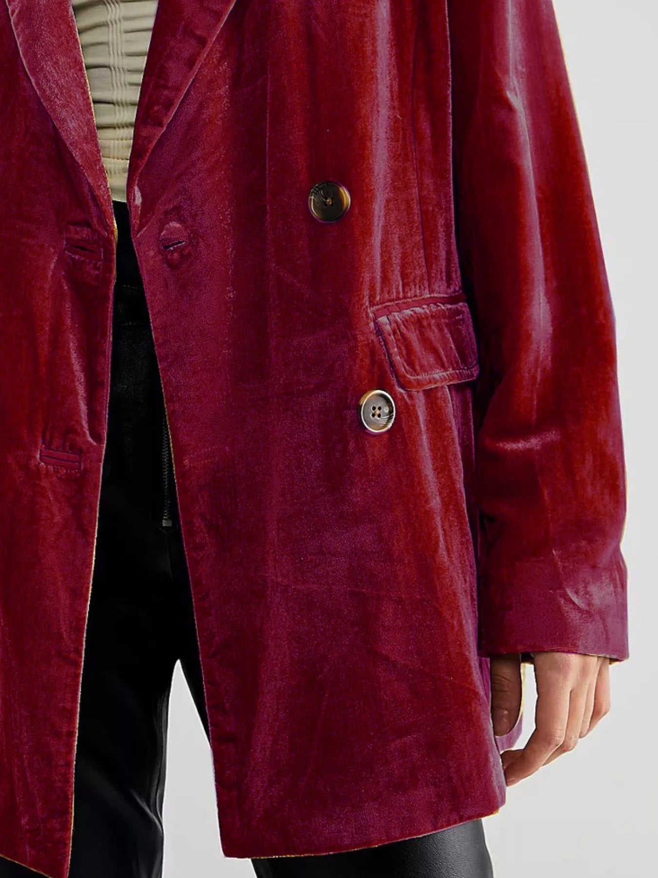 Lapel Collar Button Up Blazer
