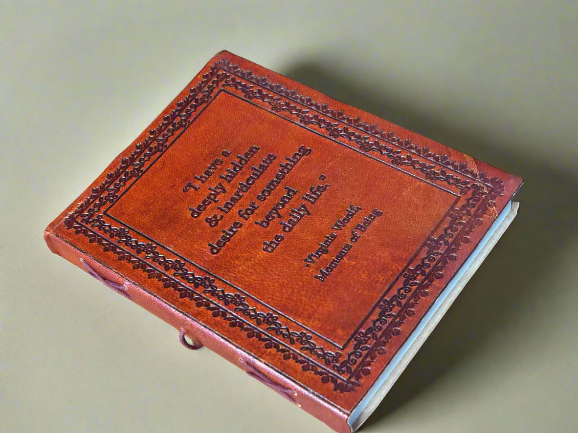 Virginia Woolf Leather Journal - "Desire Beyond Daily Life" Quote