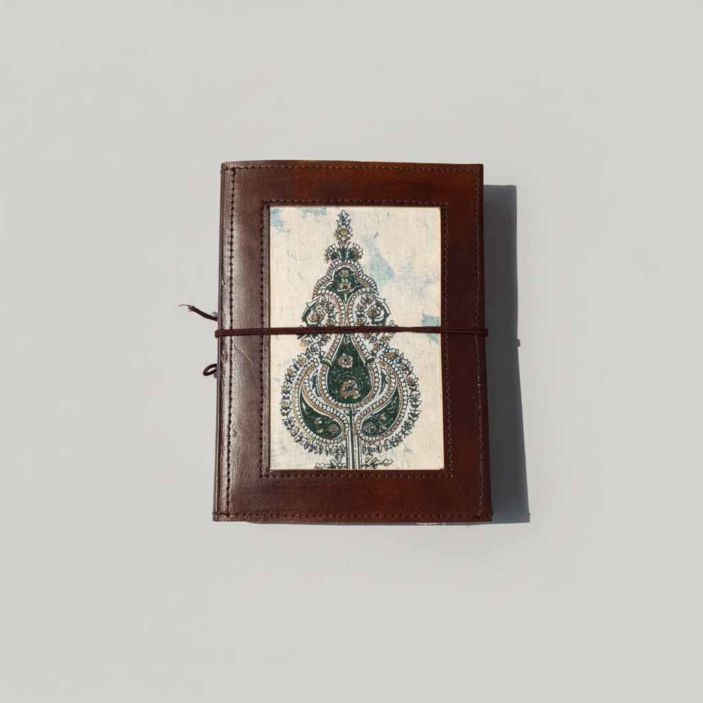 The Legacy Patchwork Journal | Block-Print Fabric & Repurposed Leather, 8x6