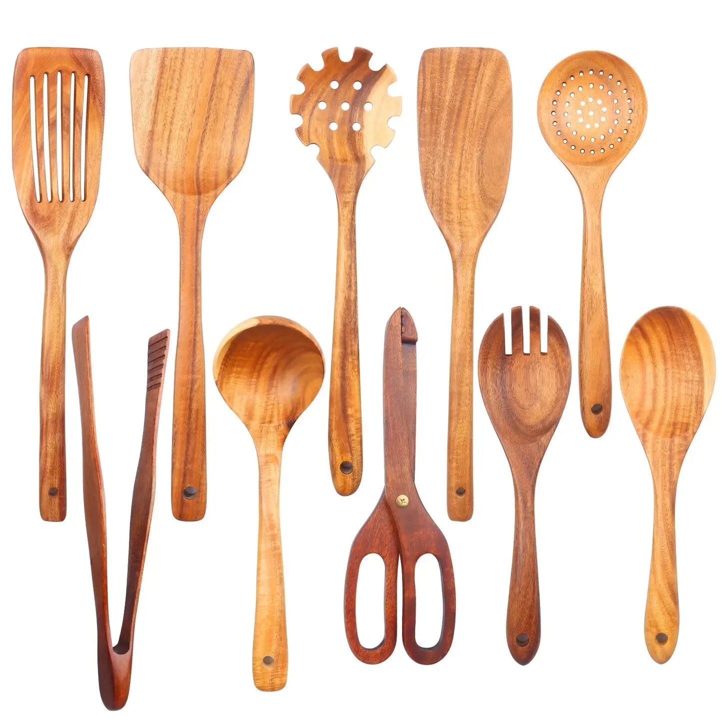 Cooking Spoons - Non-Stick Wooden Teak Set