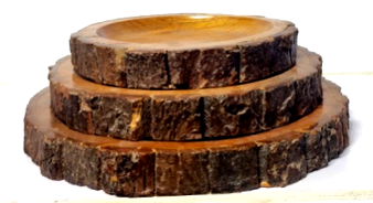 House of Avana Round Tree Mango Wood Platter Set of 3
