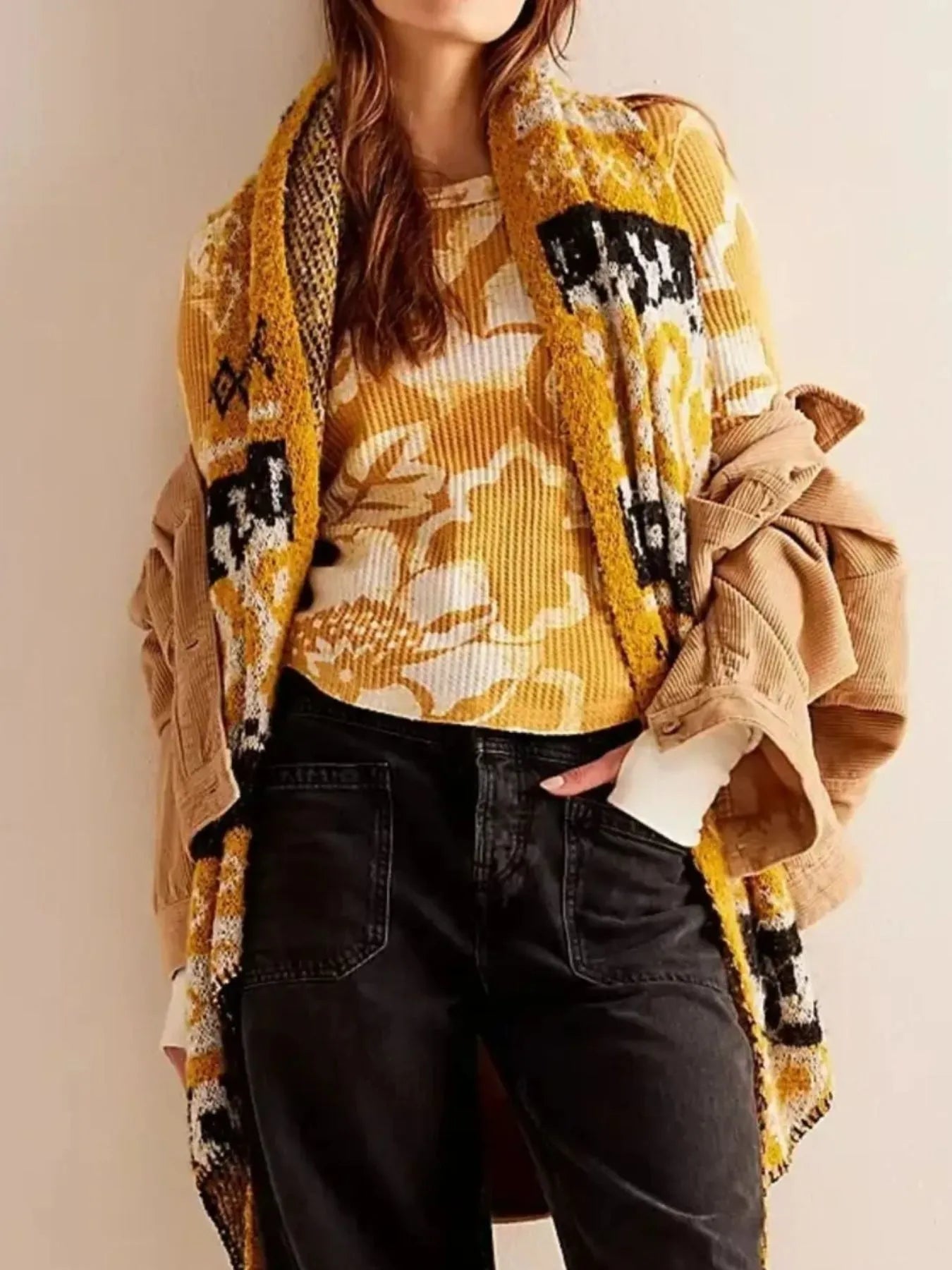 Floral Print Waffle Knit Top