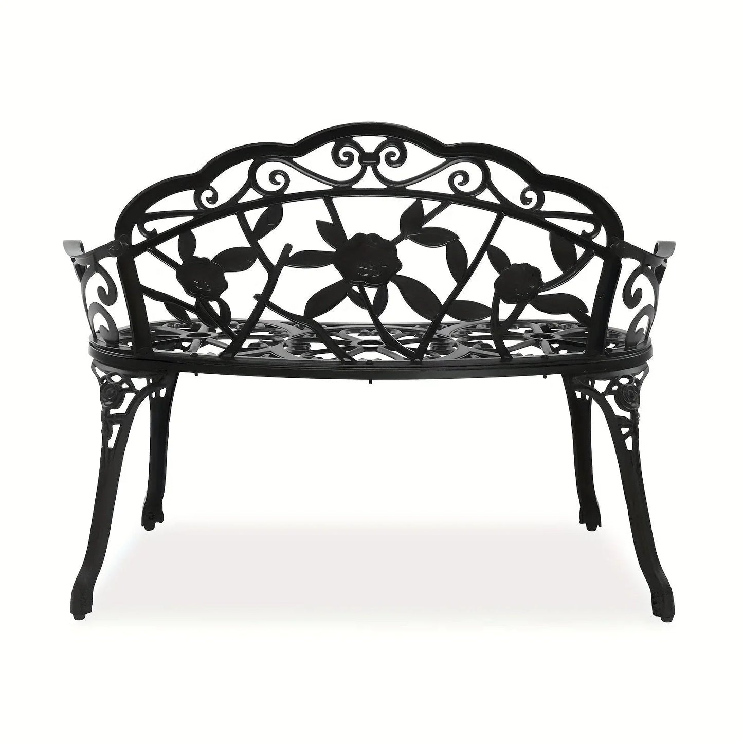Floral Cast Aluminum Outdoor Garden Bench for 2