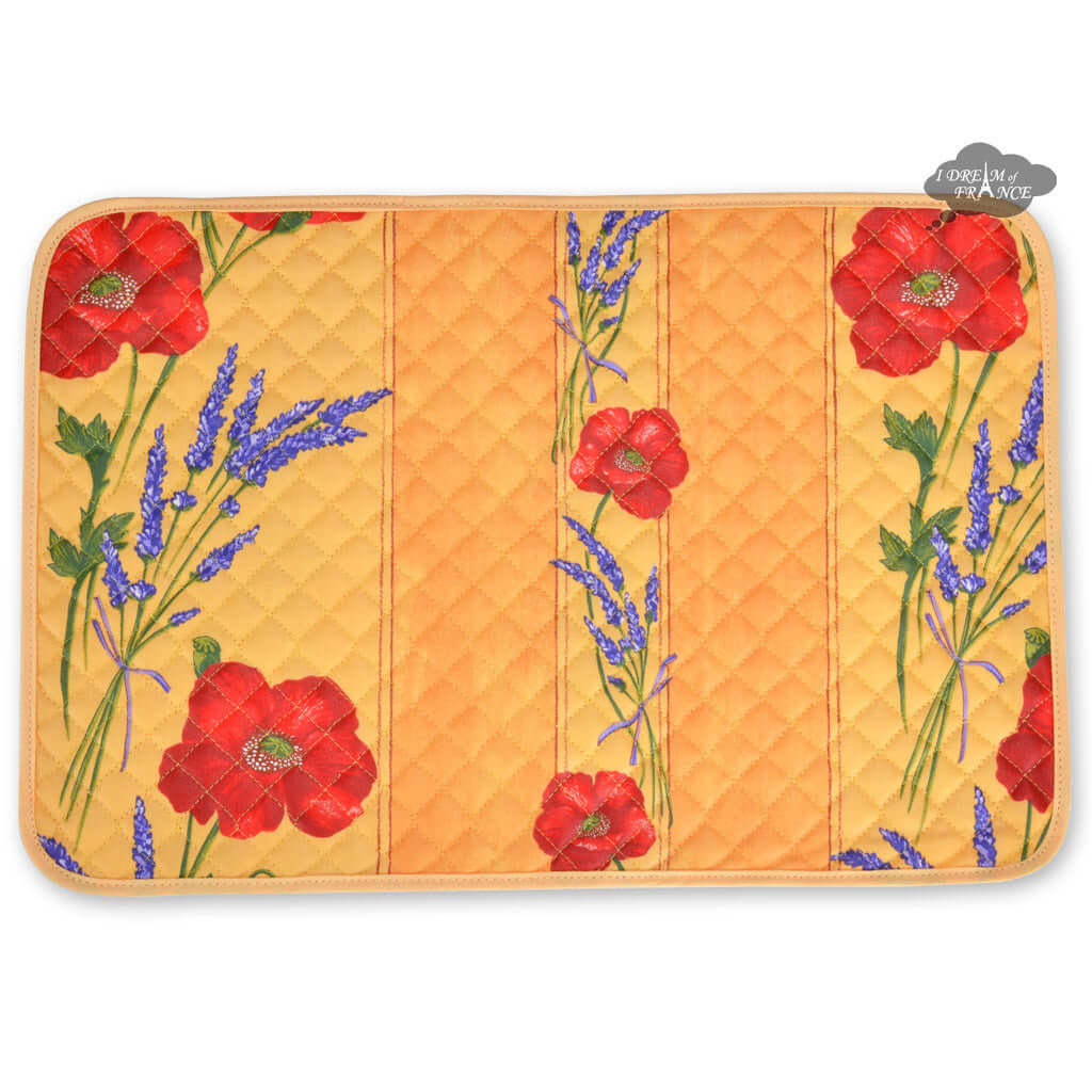French Provencal placemat - Cotton - Poppies yellow - Tissus Toselli