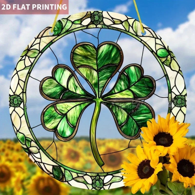 Sun Catcher - Stained Glass Green Round