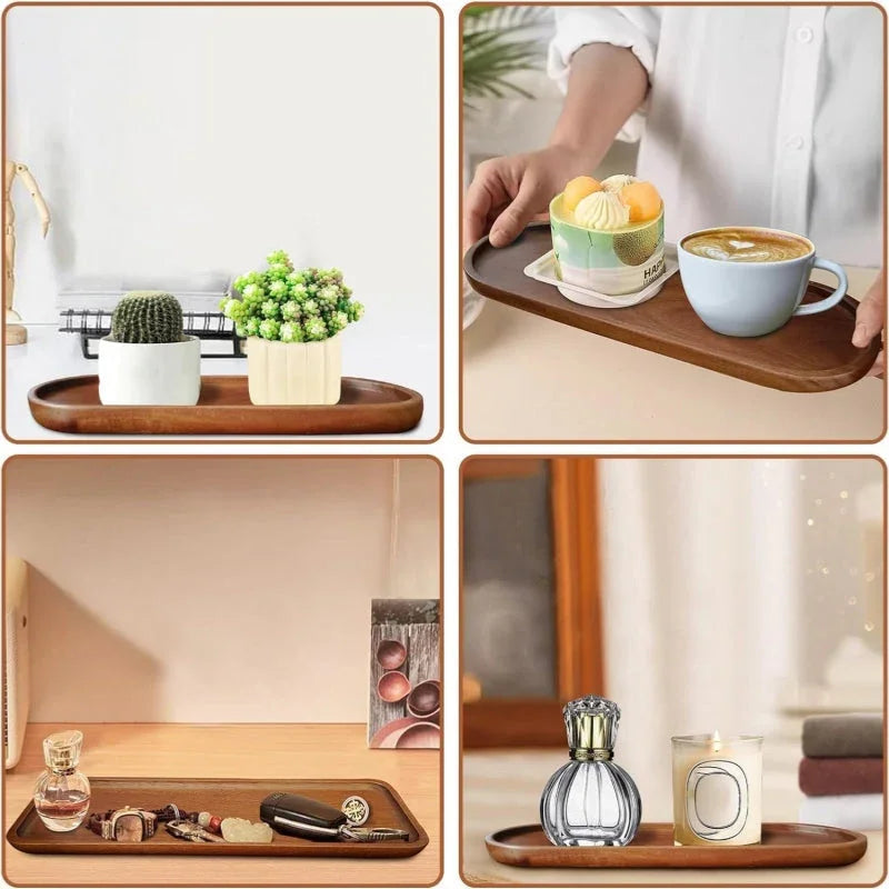 Wooden Serving Tray 11.5 x 4 Inch Oval Deli Board Cheese Plate