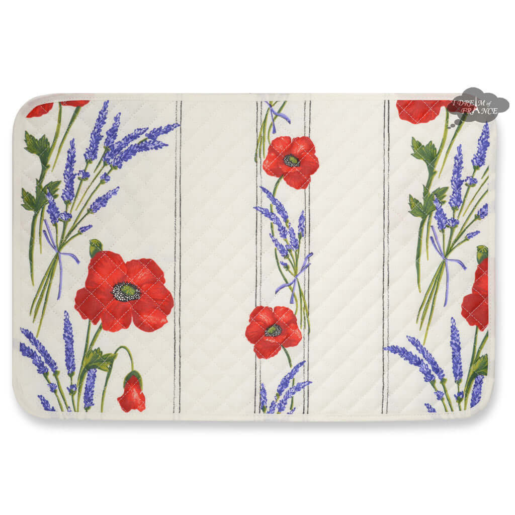 French Provencal placemat - Cotton - Poppies ivory - Tissus Toselli
