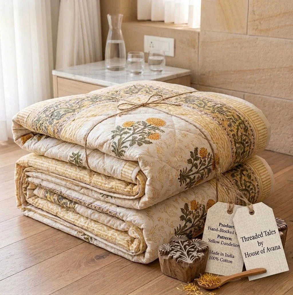100% Cotton Muslin Reversible Comforter | Hypoallergenic Jaipur Hand Block Print