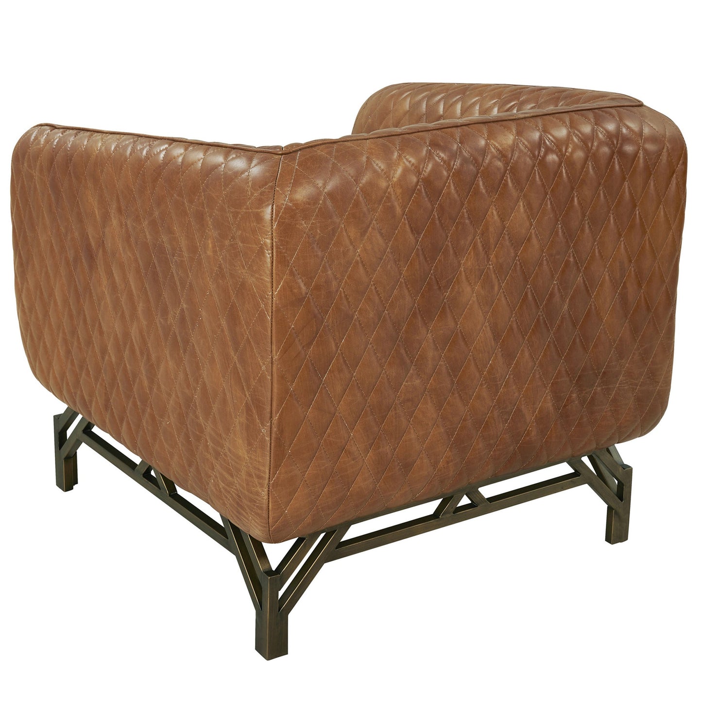 Vincent Industrial Modern Arm Chair - Light Brown Leather
