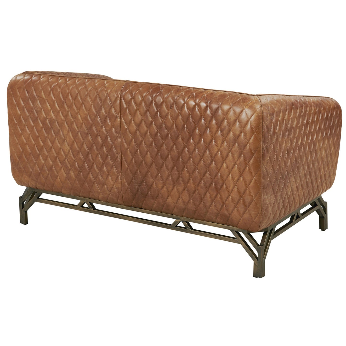 Vincent Industrial Modern Love Seat - Light Brown Leather