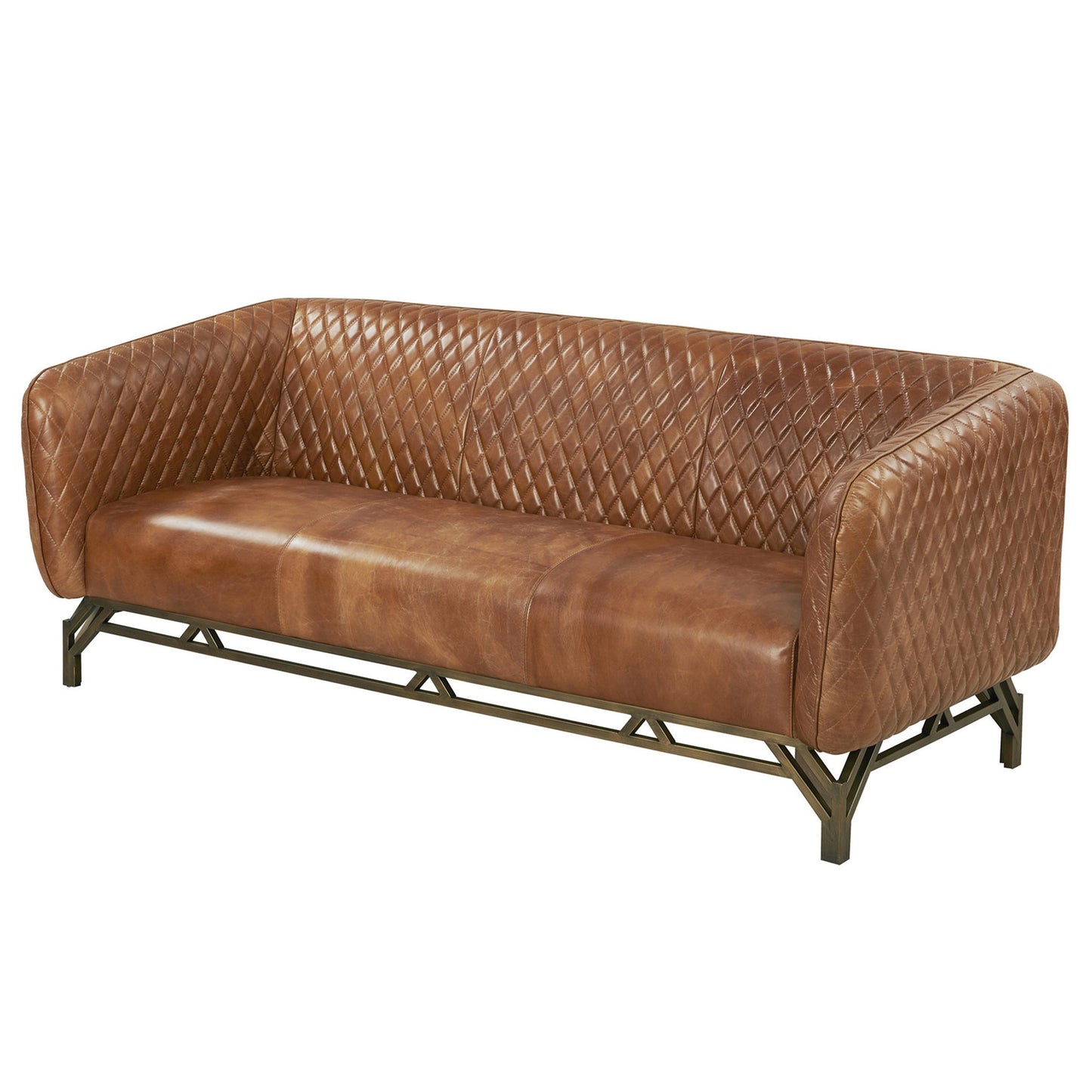 Vincent Industrial Modern Sofa - Light Brown Leather