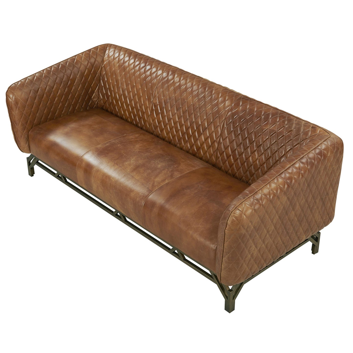 Vincent Industrial Modern Sofa - Light Brown Leather
