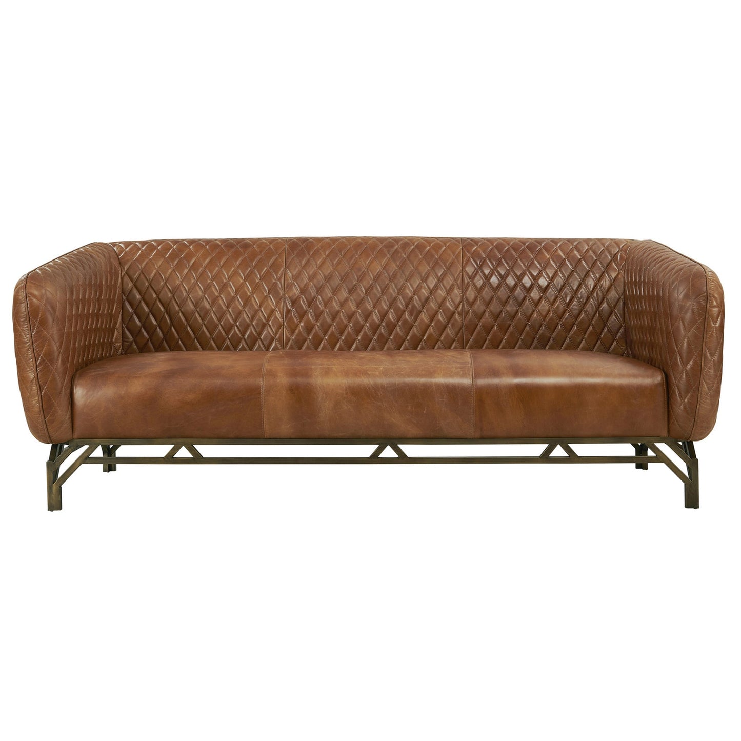Vincent Industrial Modern Sofa - Light Brown Leather