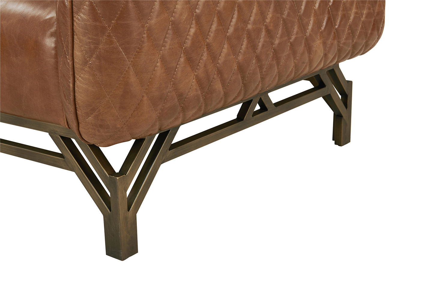 Vincent Industrial Modern Sofa - Light Brown Leather
