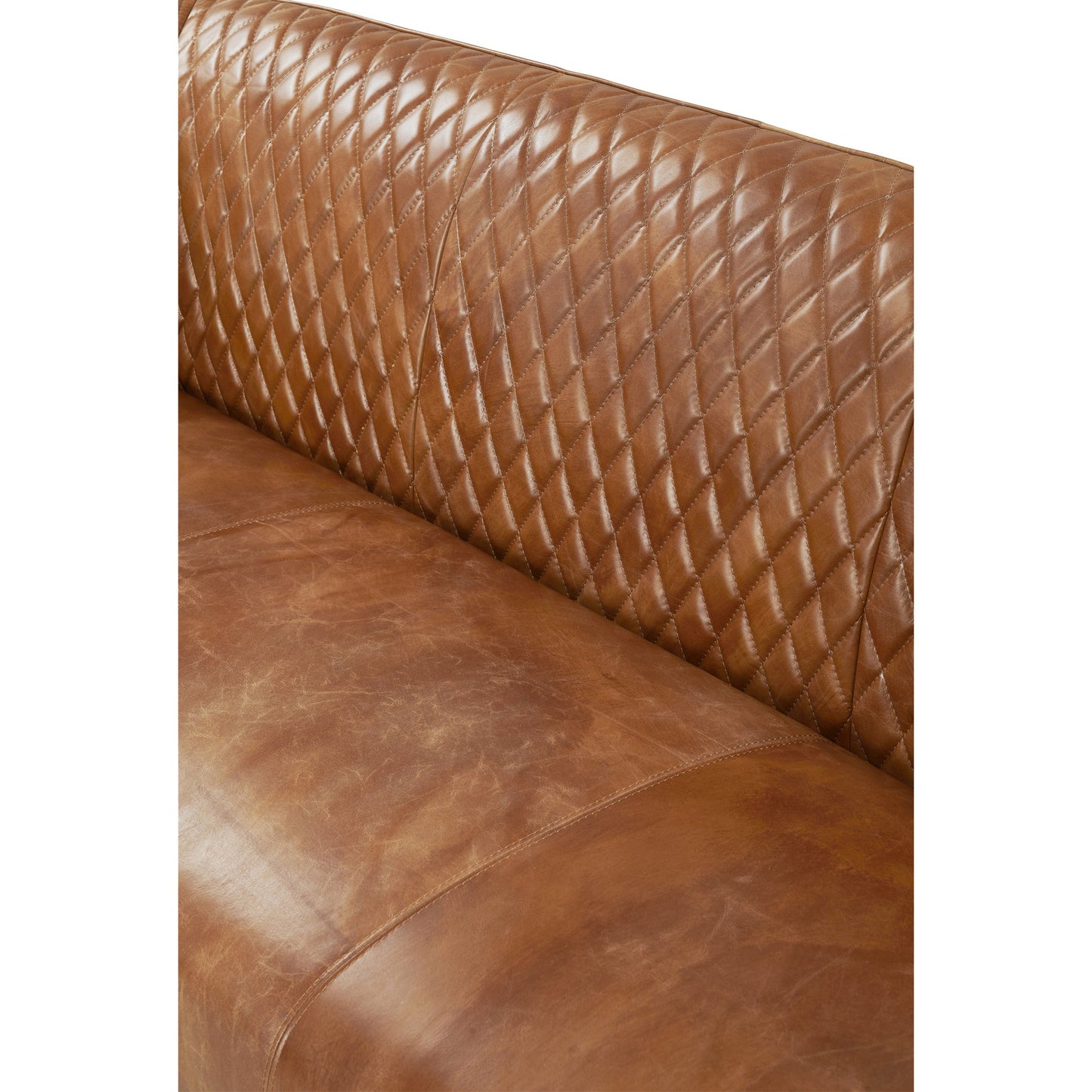 Vincent Industrial Modern Love Seat - Light Brown Leather
