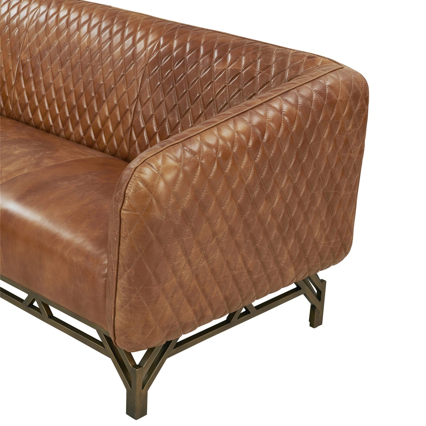 Vincent Industrial Modern Sofa - Light Brown Leather