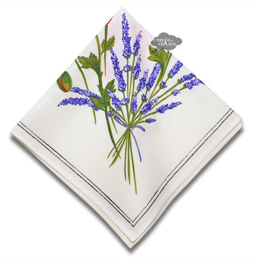 French Provencal napkin - Cotton - Poppies ivory | Tissus Toselli
