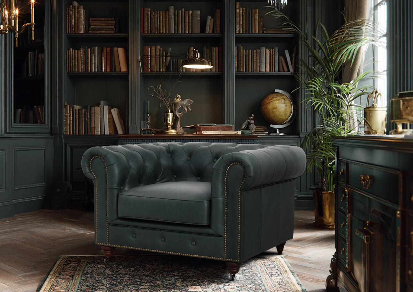Belgravia Chesterfield Top Grain Leather Club Chair – Classic Tufted Armchair in Premium Finishes