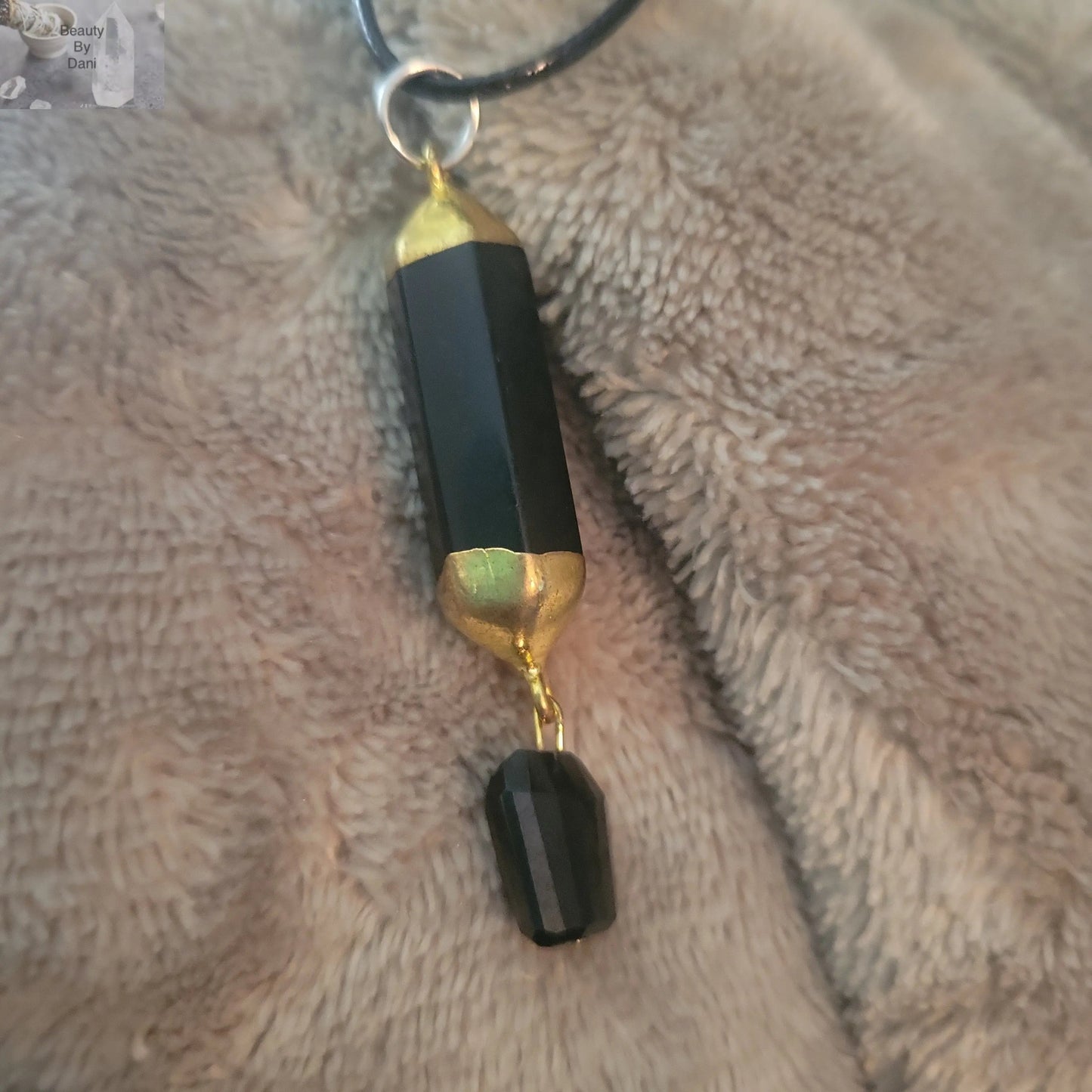 Stainless Steel Onyx Pendant Necklace with Tassel
