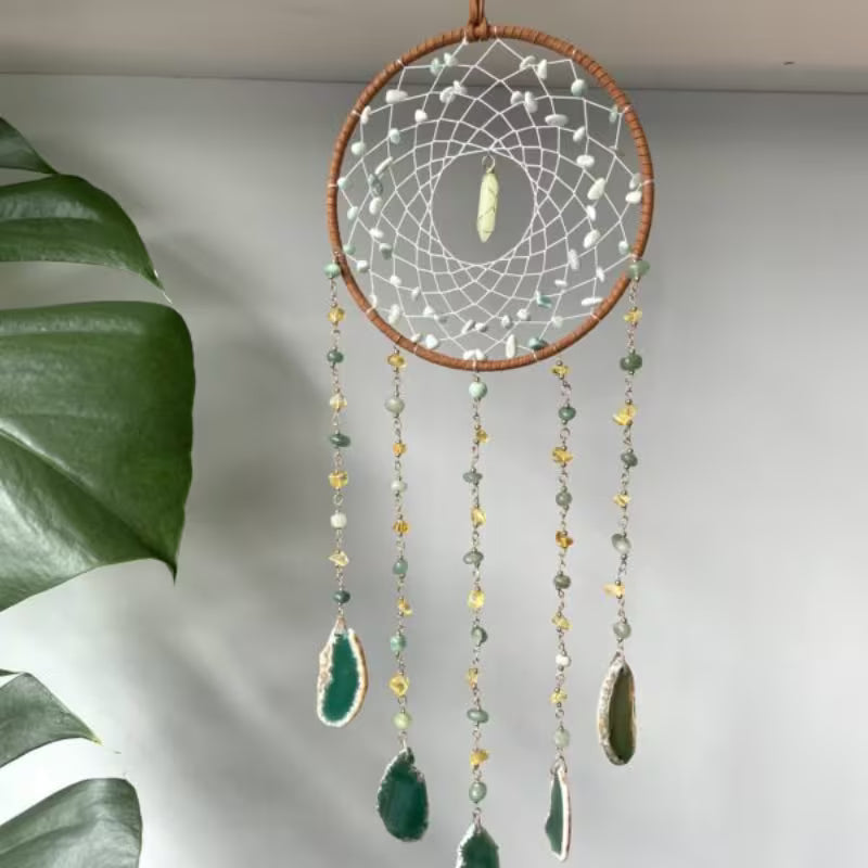 Green Gemstone Outdoor Garden, Home Decor, Decorative Pendant Dream Catcher