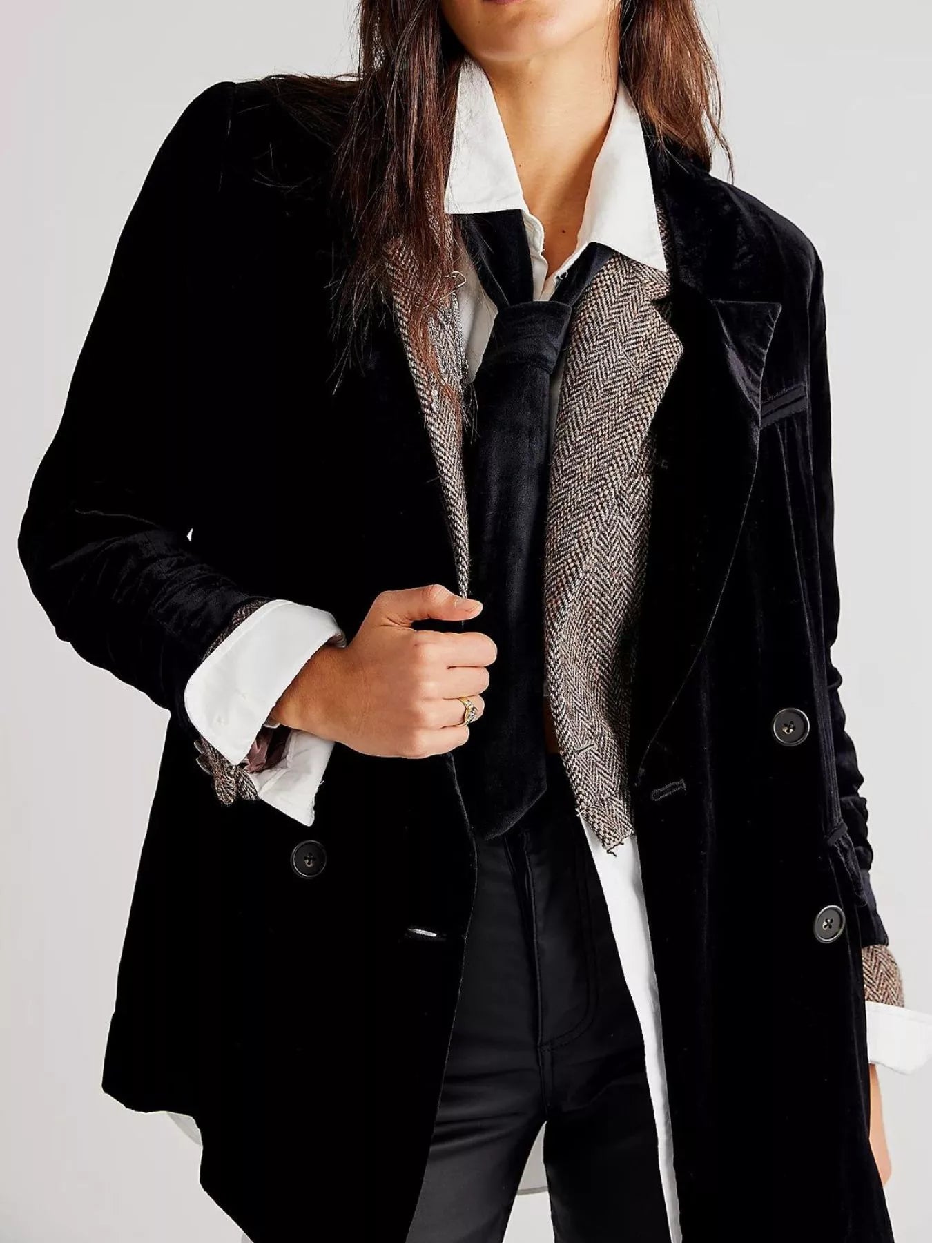 Lapel Collar Button Up Blazer