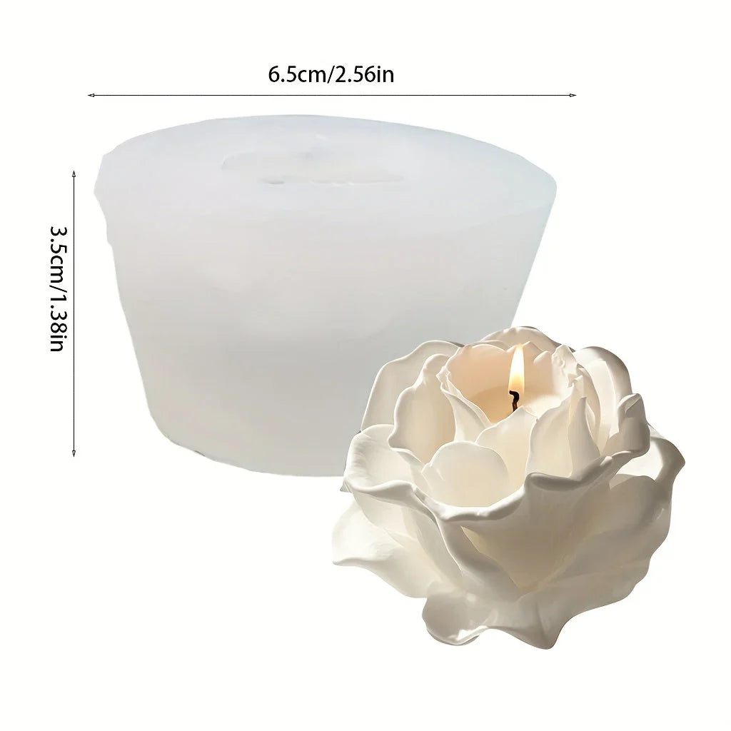 1pc 3D Elegant Rose Silicone Mold - Reusable Flexible DIY Candle, Resin Art, Handmade Soap & Clay Making, Exquisite Petal Design, Home Decor, Valentine'S Day Gift, Floral Shape, for Craft Enthusiasts
