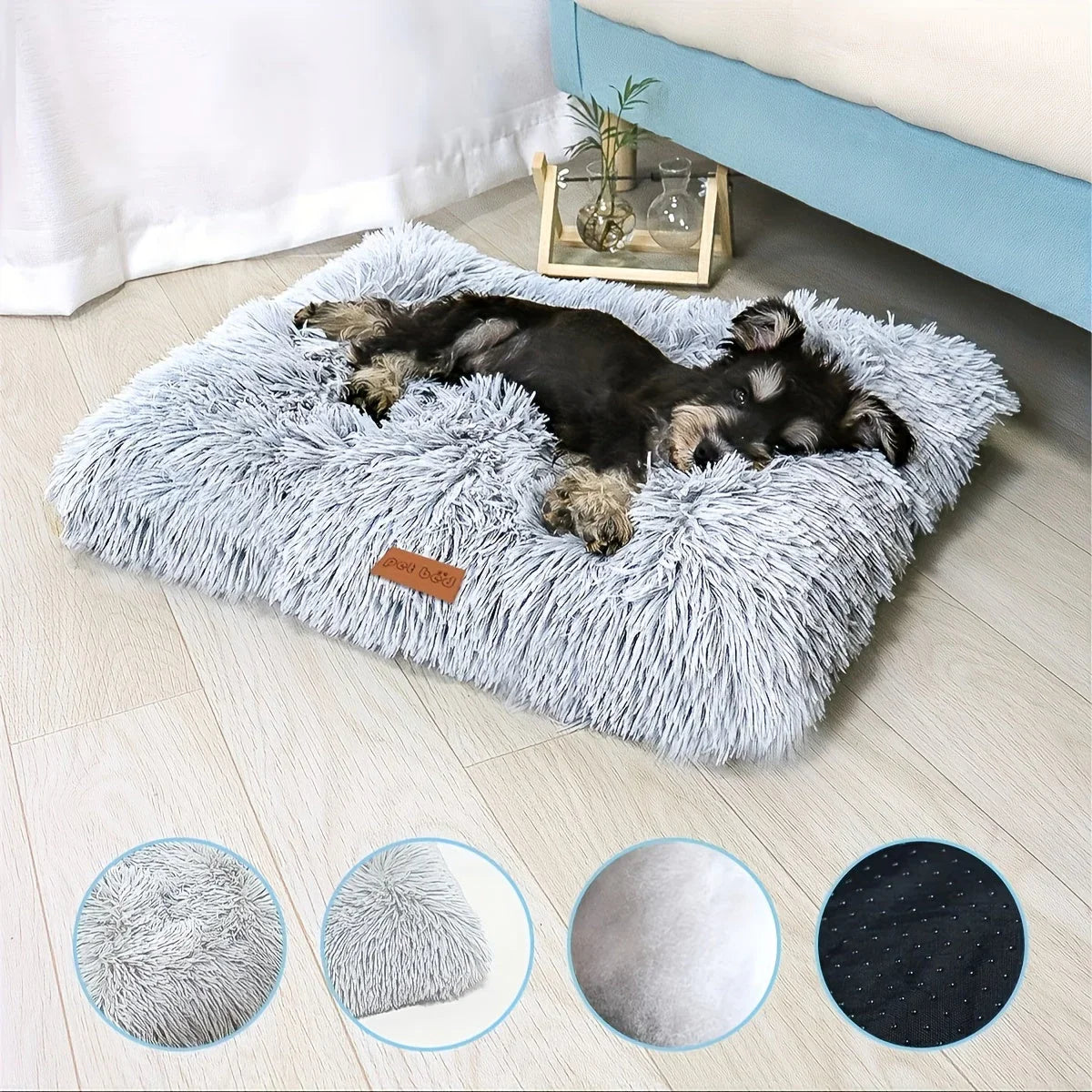 1pc Extra Large Fleece Lined Dog Bed & Cat Mat - Thickened Comfortable Warm Polyester, Easy to Remove & Washable, Square Design for All Dog Breeds & Sizes, Pet Bedding, Cozy Pet Furniture, Plush Pet Furniture, Durable Pet Fur