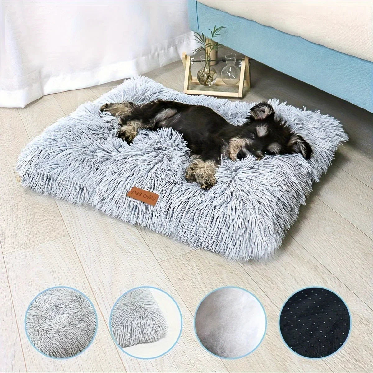 1pc Extra Large Fleece Lined Dog Bed & Cat Mat - Thickened Comfortable Warm Polyester, Easy to Remove & Washable, Square Design for All Dog Breeds & Sizes, Pet Bedding, Cozy Pet Furniture, Plush Pet Furniture, Durable Pet Fur