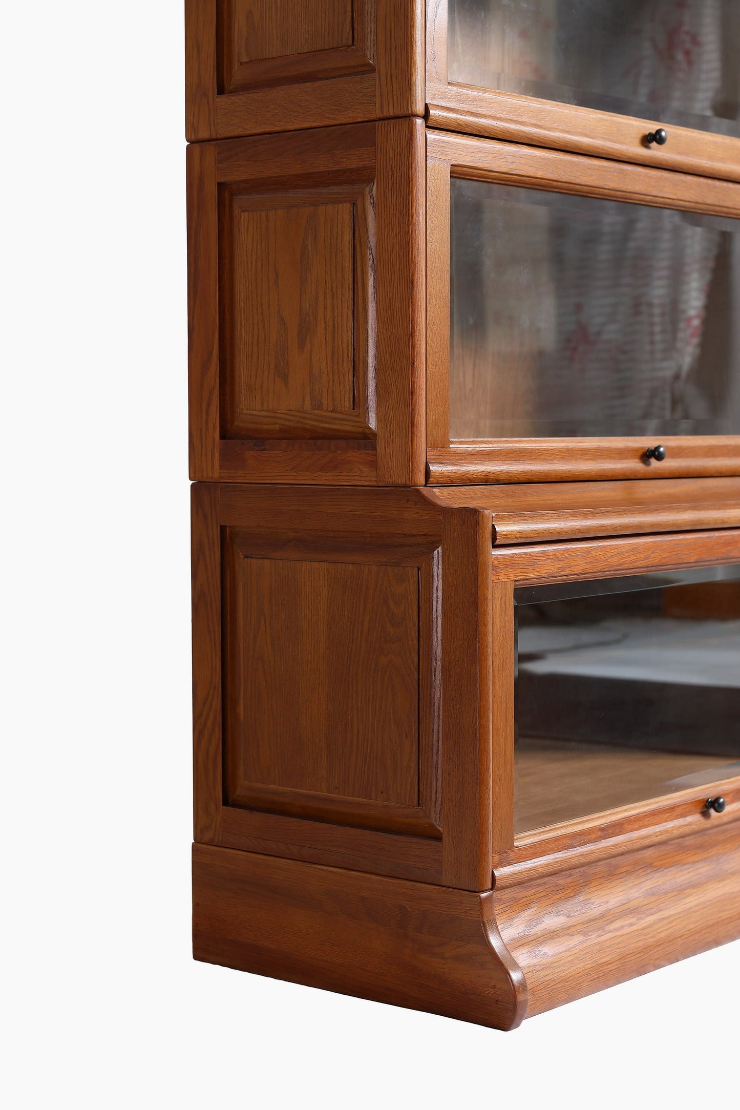 Mission Style Oak Barrister Bookcase 5 Stack-Leaded Glass in 2 Colors