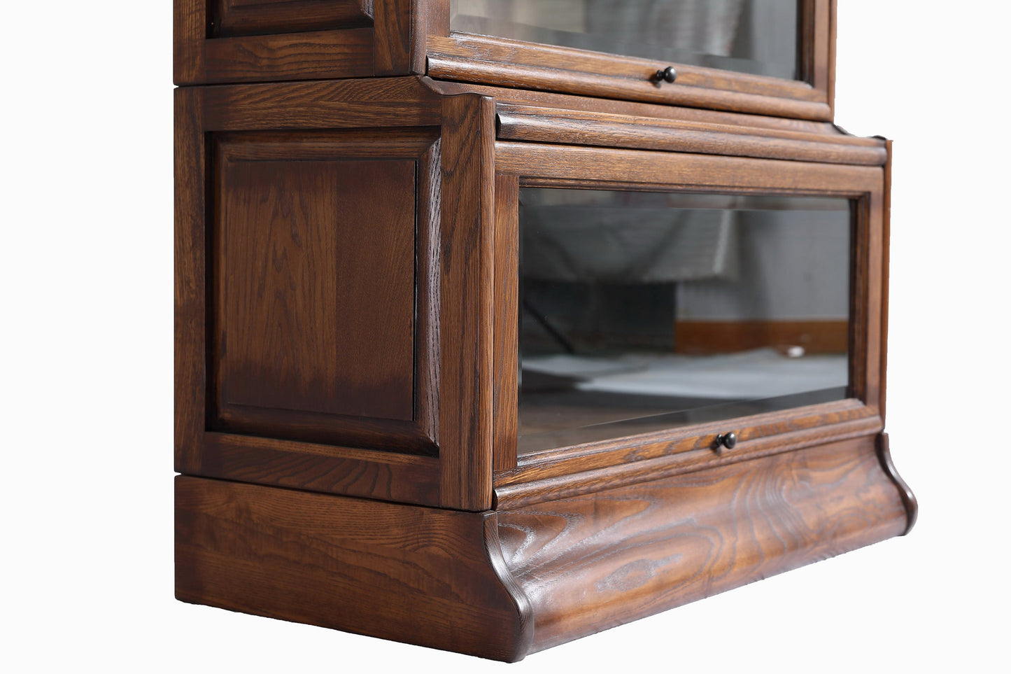 Mission Style Oak Barrister Bookcase 5 Stack-Leaded Glass in 2 Colors