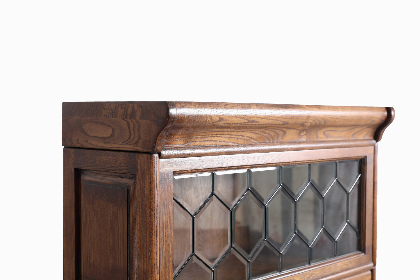 Mission Style Oak Barrister Bookcase 5 Stack-Leaded Glass in 2 Colors