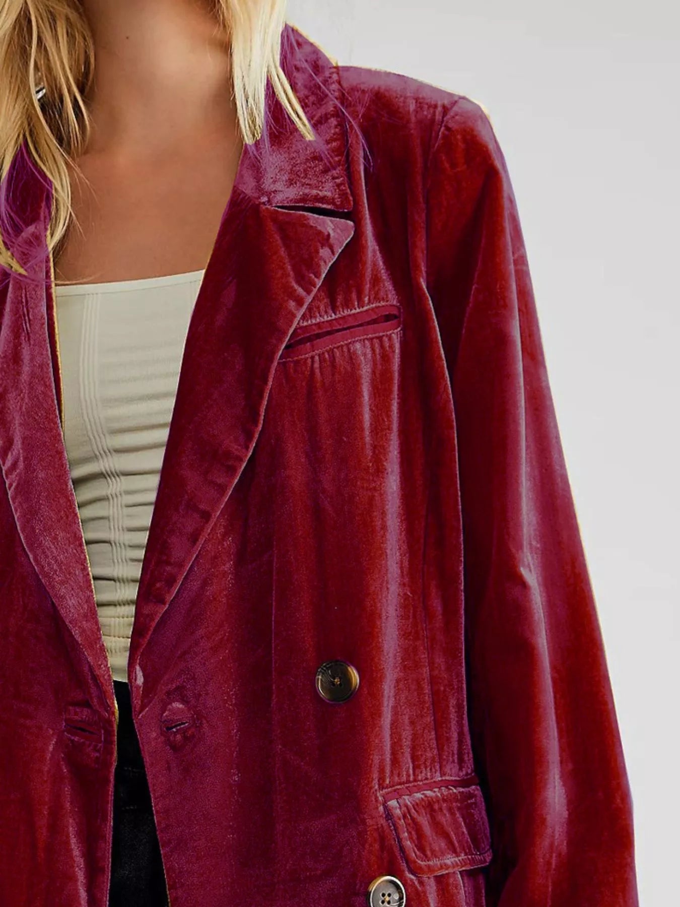 Lapel Collar Button Up Blazer