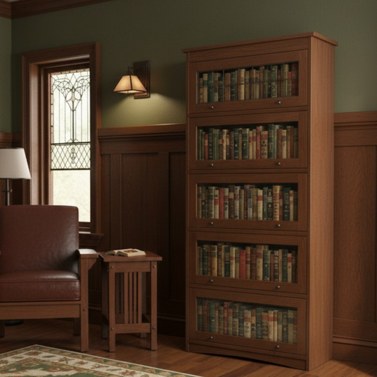 Mission Craftsman Style Oak Barrister Bookcase - 5 Stack
