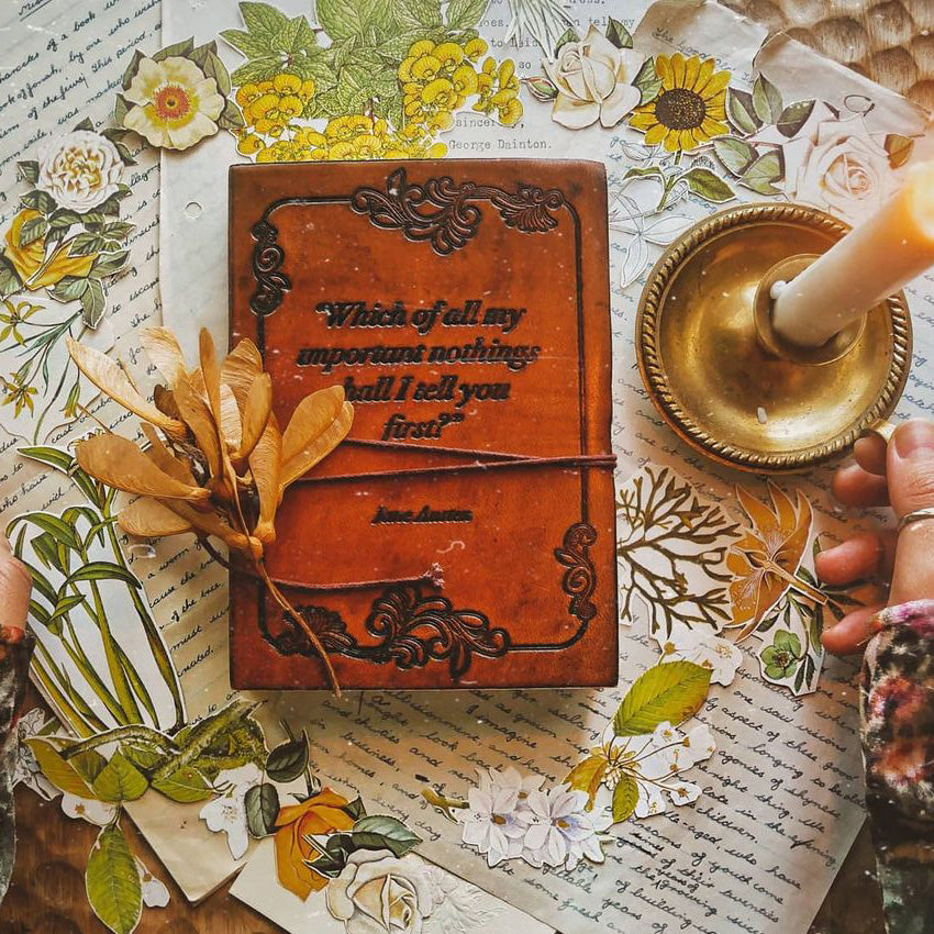 Jane Austen Quote Leather Journal - "Important Nothings"