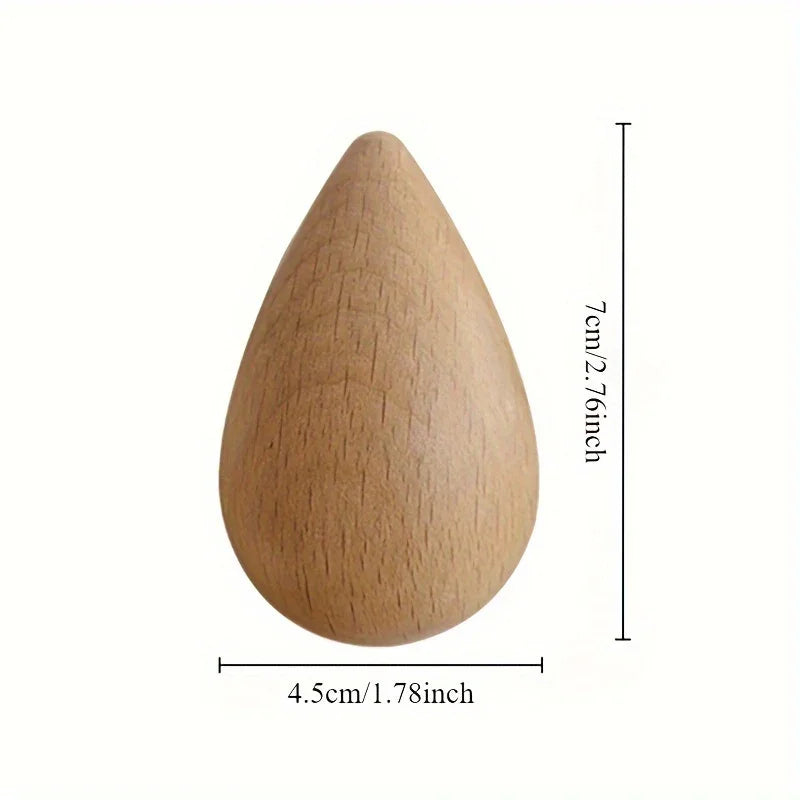 2pcs Wooden Teardrop Hooks - Heavy Duty Wall Hooks for Keys, Hats, Bags, Scarves - Rustic Farmhouse Decor - Space-Saving Entryway, Bathroom, Closet Organization - Recycled Wood Hooks - Easy Installation with Adhesive Screws -