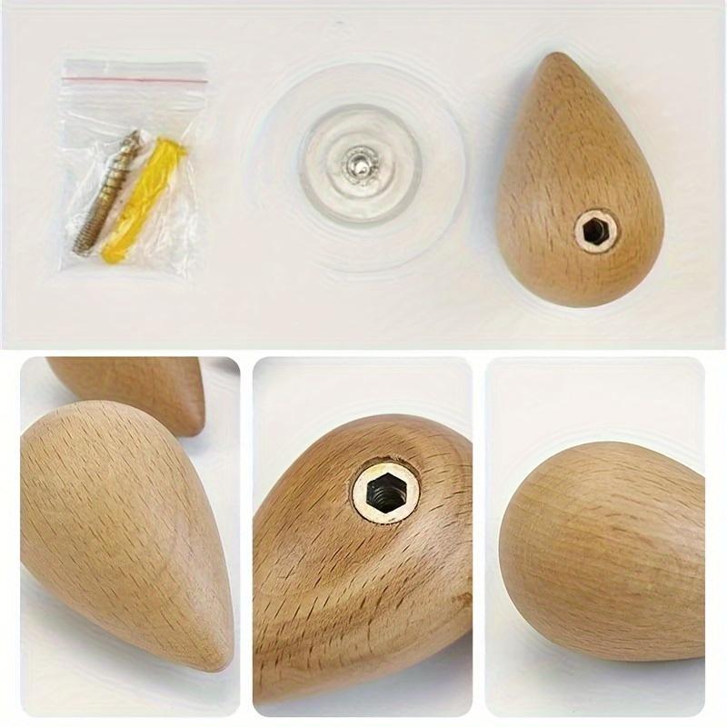 2pcs Wooden Teardrop Hooks - Heavy Duty Wall Hooks for Keys, Hats, Bags, Scarves - Rustic Farmhouse Decor - Space-Saving Entryway, Bathroom, Closet Organization - Recycled Wood Hooks - Easy Installation with Adhesive Screws -
