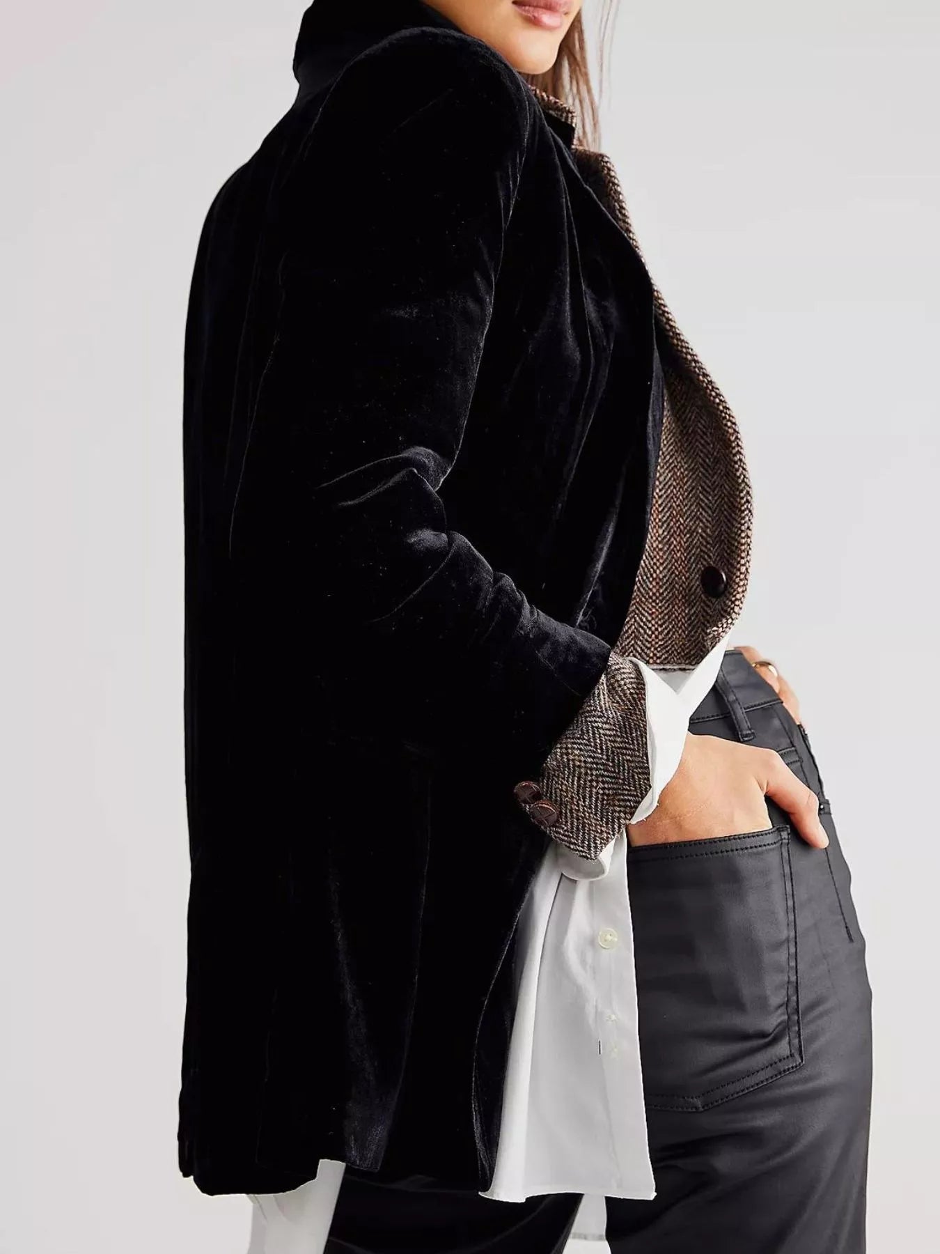 Lapel Collar Button Up Blazer
