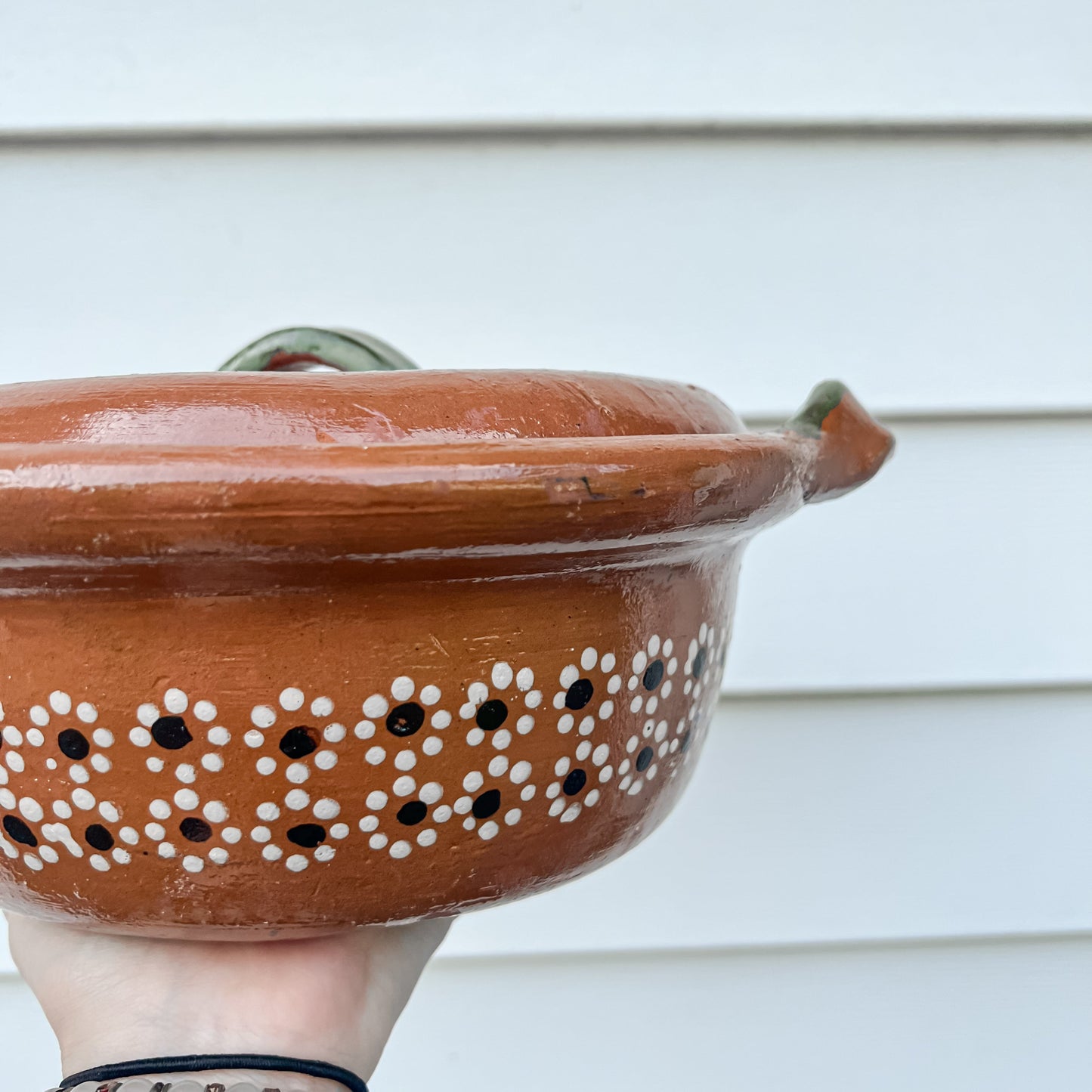 Traditional Mexican Barro Pot 500mL Green Handles