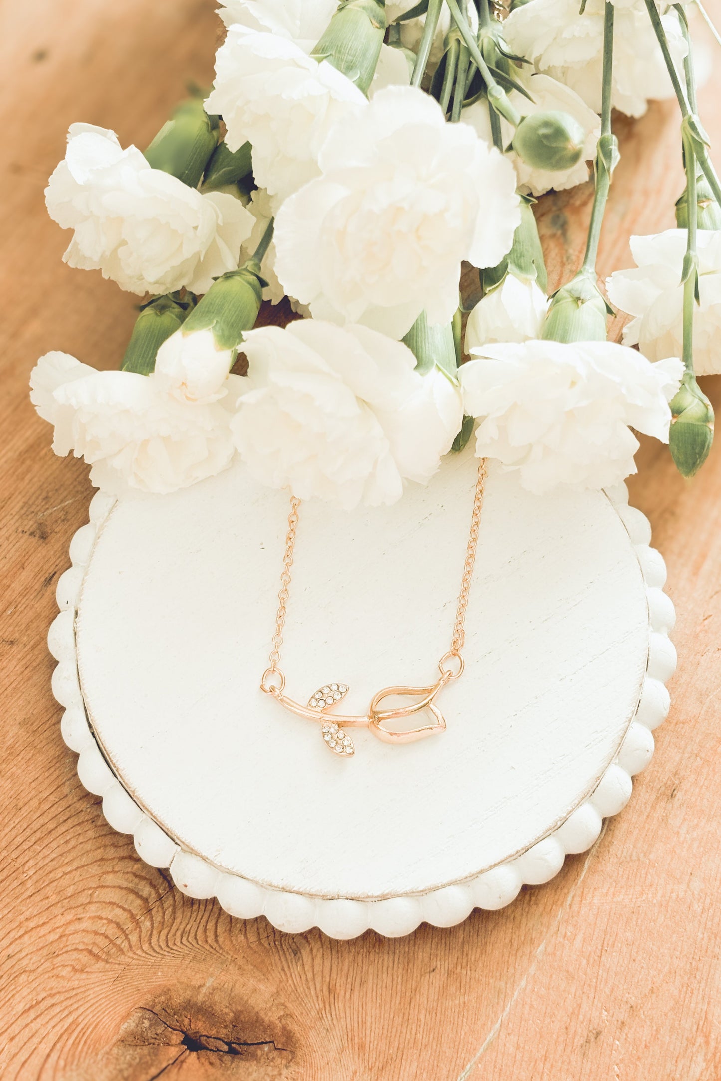 Beautiful Gold and Smokey Stone Tulip Necklace