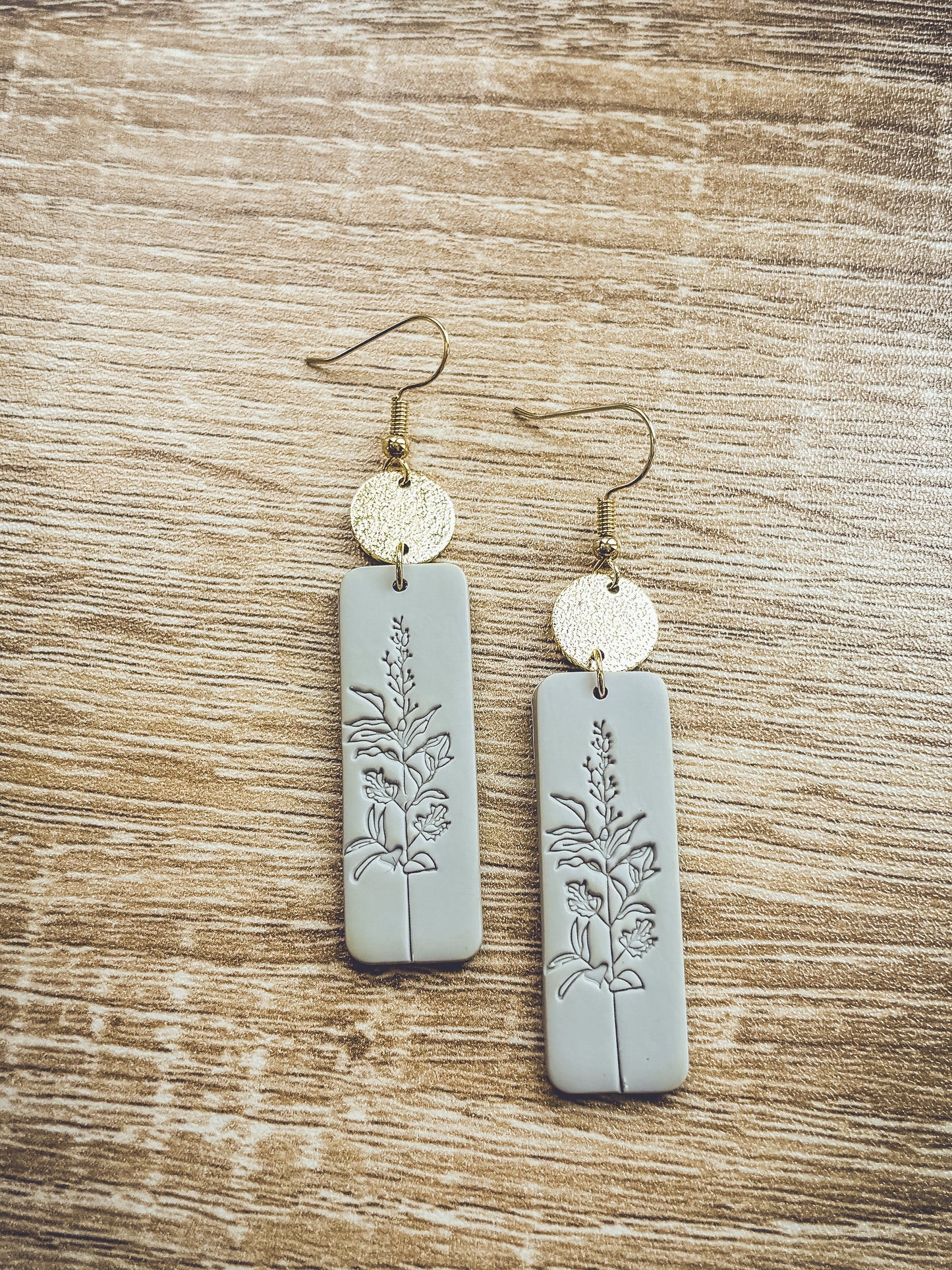 Beautiful Gray and Gold Floral Earrings