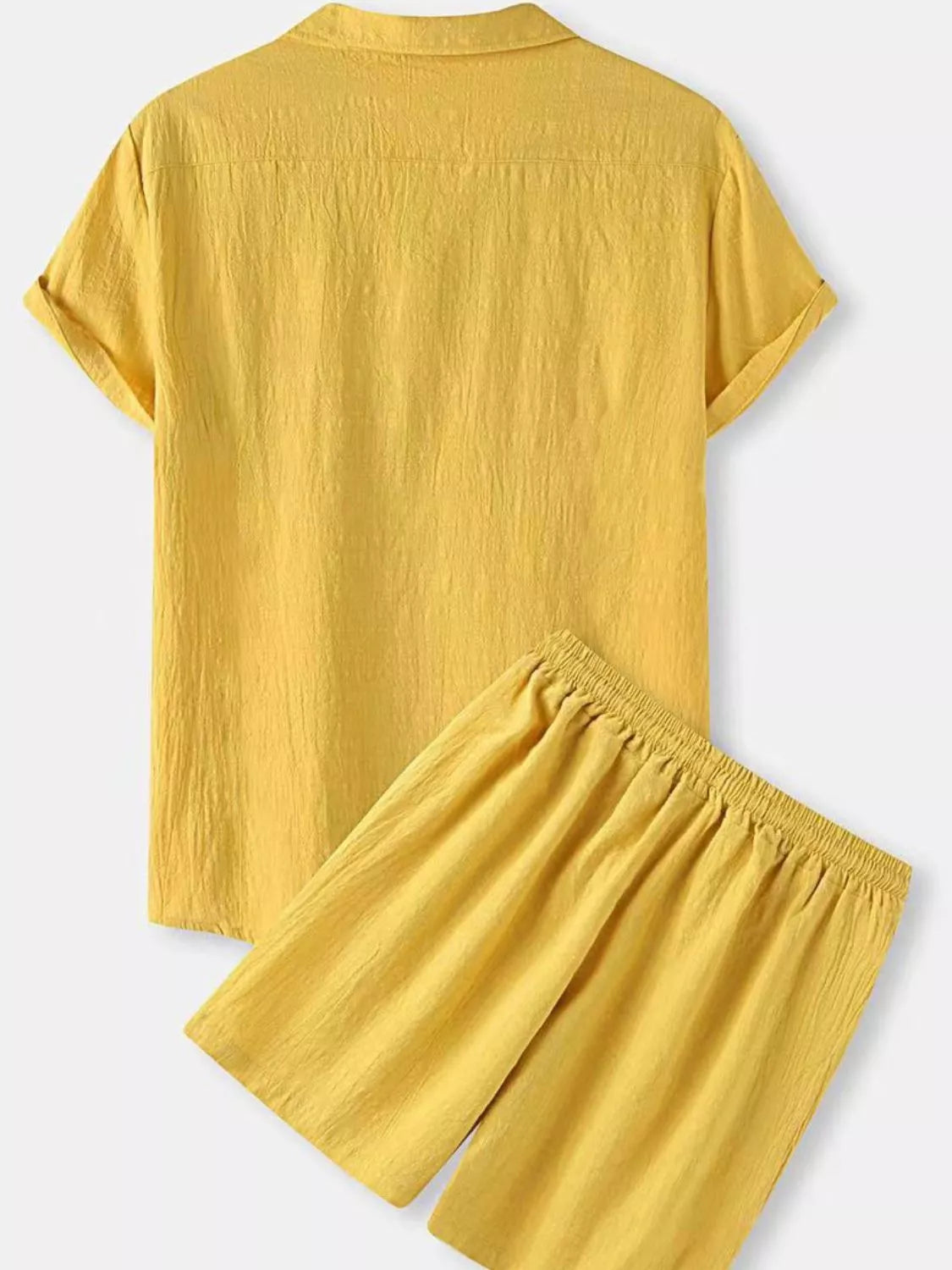 Men's Full Size Button Up Short Sleeve Shirt and Shorts Set Plus Size