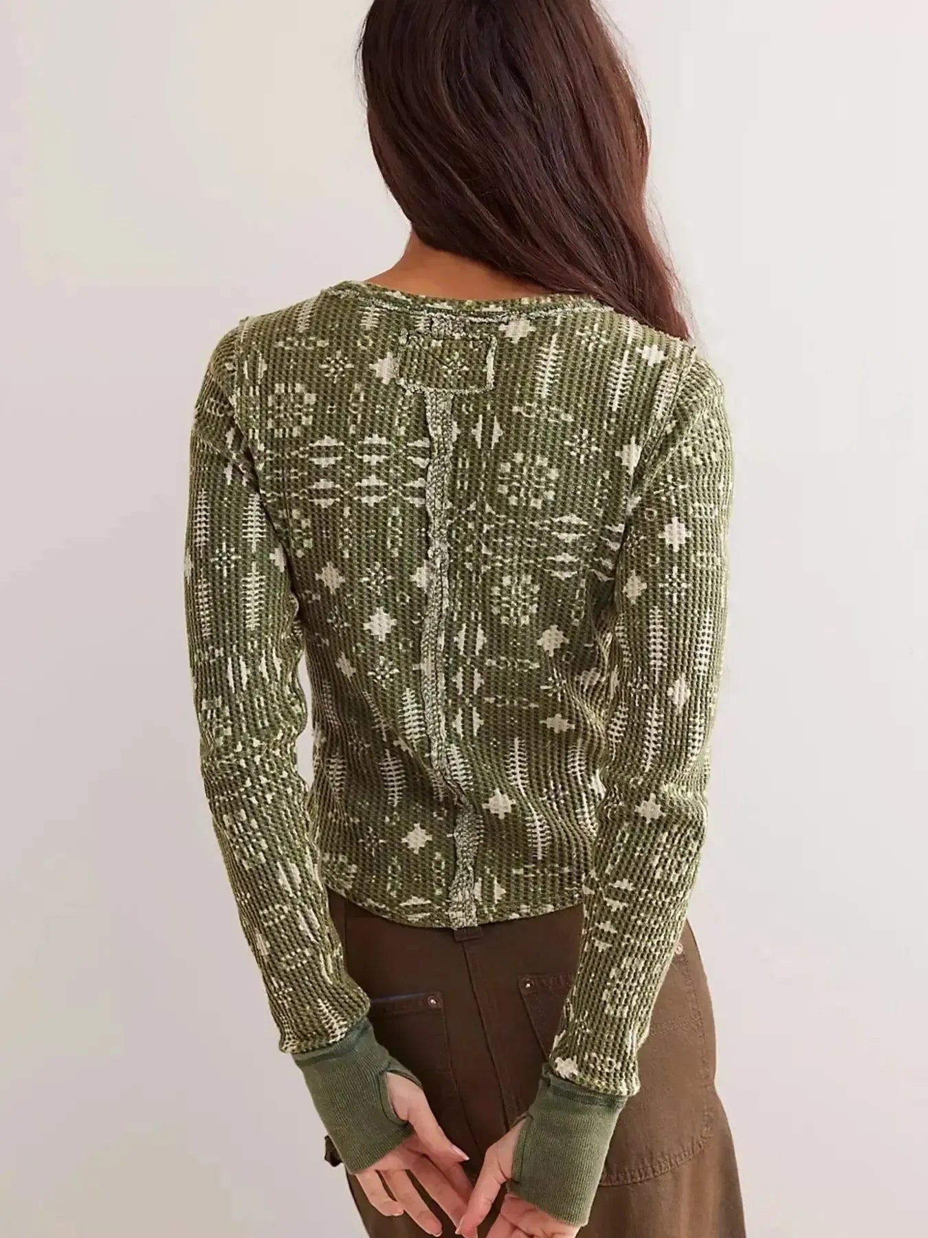 Floral Print Waffle Knit Top