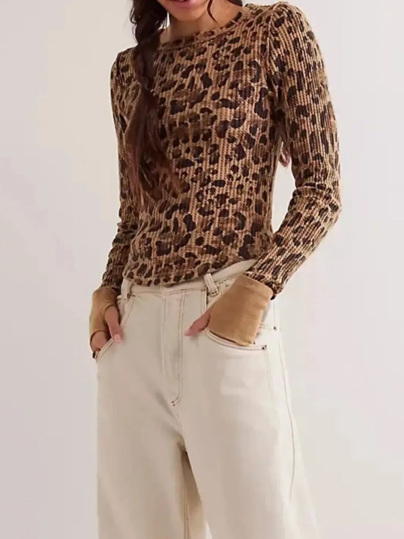 Floral Print Waffle Knit Top