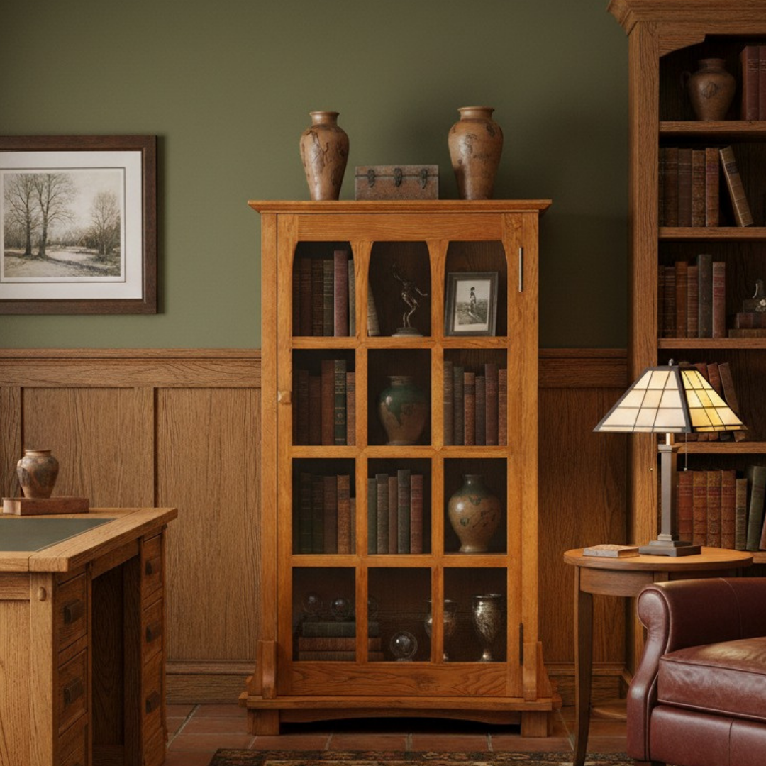 Mission Solid Oak Display Bookcase (2 Colors Available)