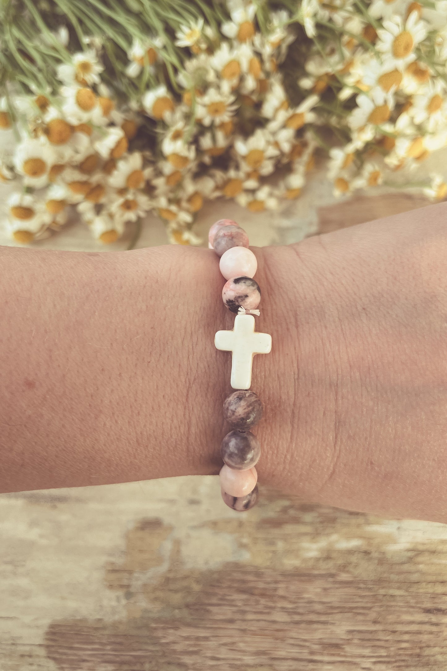 Beautiful Cross Stone Stacking Bracelet