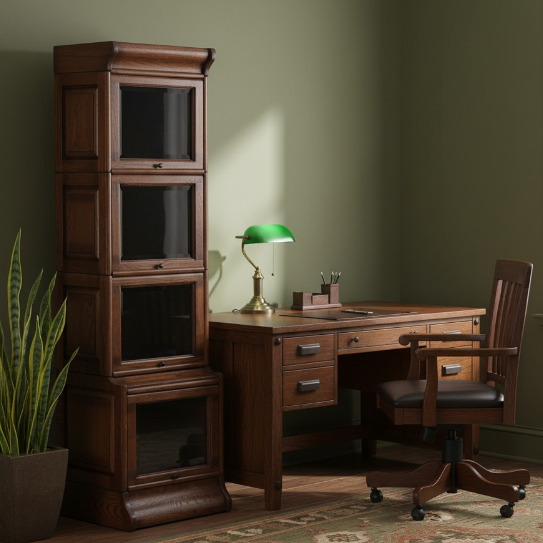 Mission Narrow Barrister Bookcase - Beveled Glass