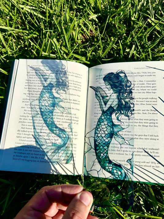 Gothic Mermaid Bookmark with Stained Glass Aesthetic | Ocean Fantasy Art | Dark Mermaid Gift for Book Lovers & Readers